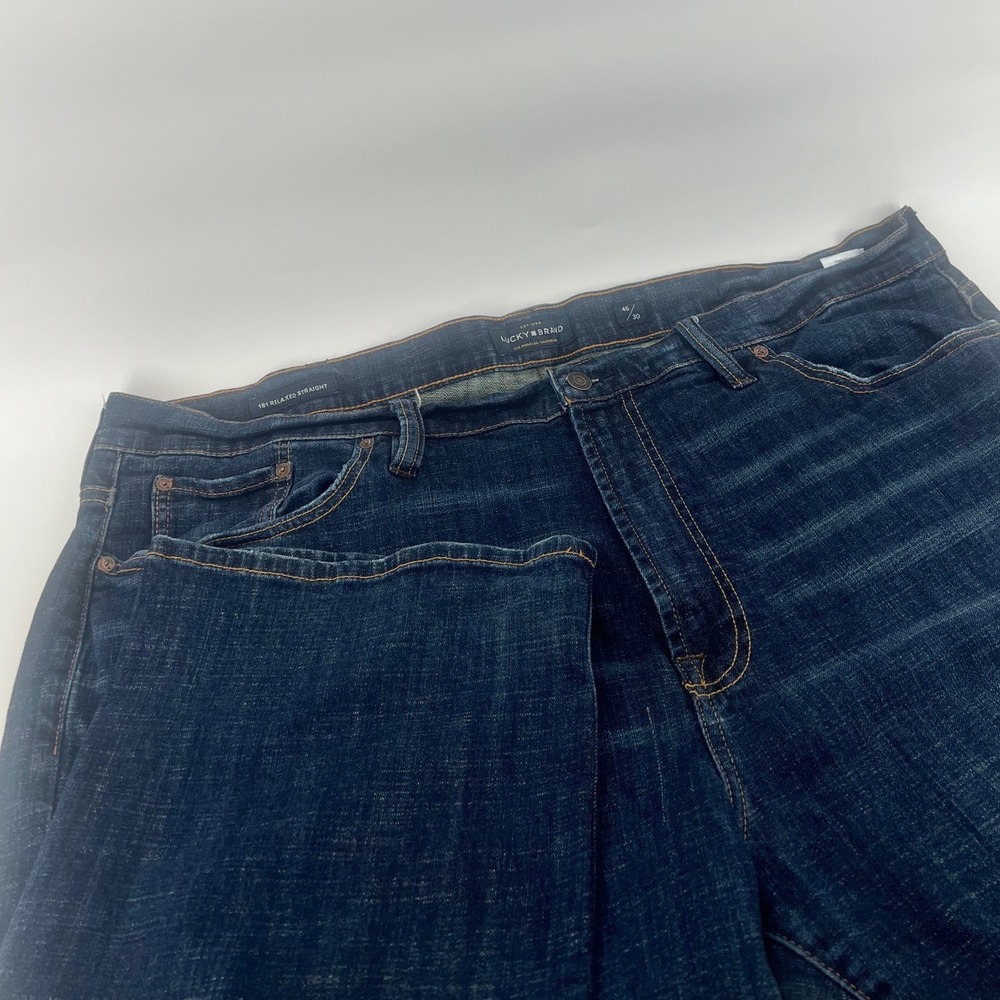 Lucky Brand 181 Relaxed Straight Dark Wash Jeans Mens 46x30 Blue Denim